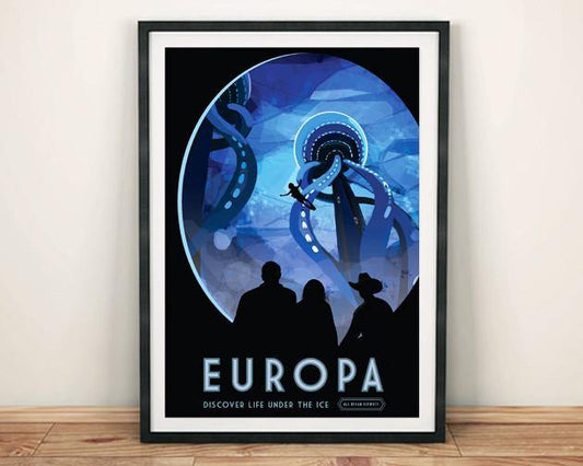 EUROPA POSTER: NASA Ice Blue Moon Space Print - Pimlico Prints