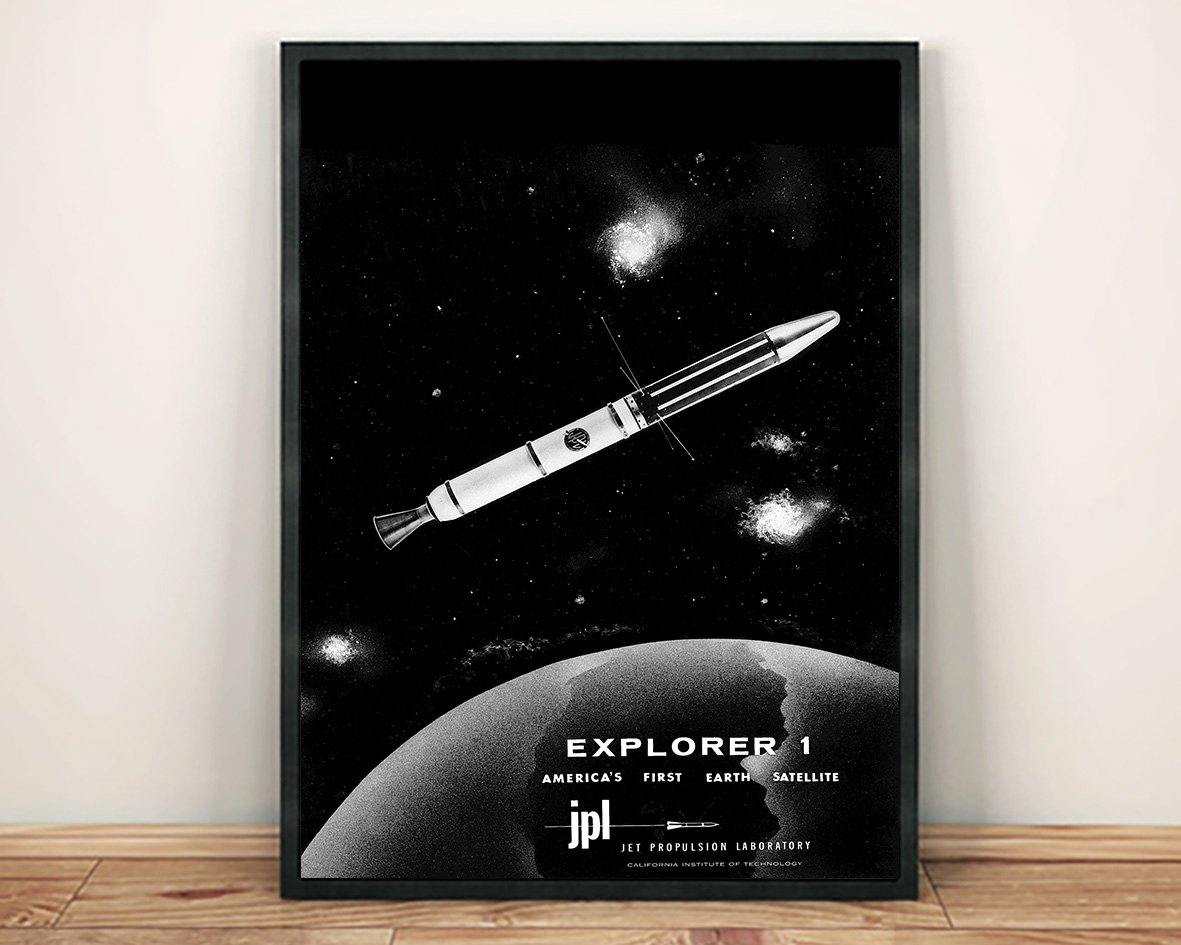 NASA EXPLORER POSTER: 1958 Satellite Launch Space Print - Pimlico Prints