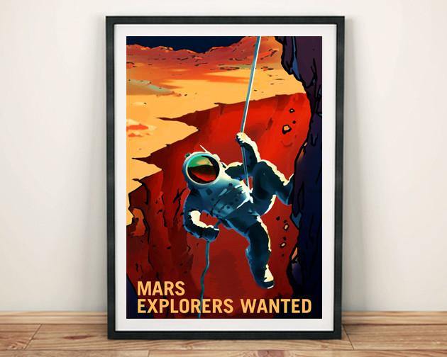 EXPLORERS WANTED POSTER: NASA Mars Space Print - Pimlico Prints