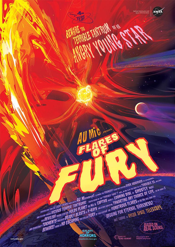 NASA POSTER: Flares of Fury, Galaxy of Horrors Print - Pimlico Prints