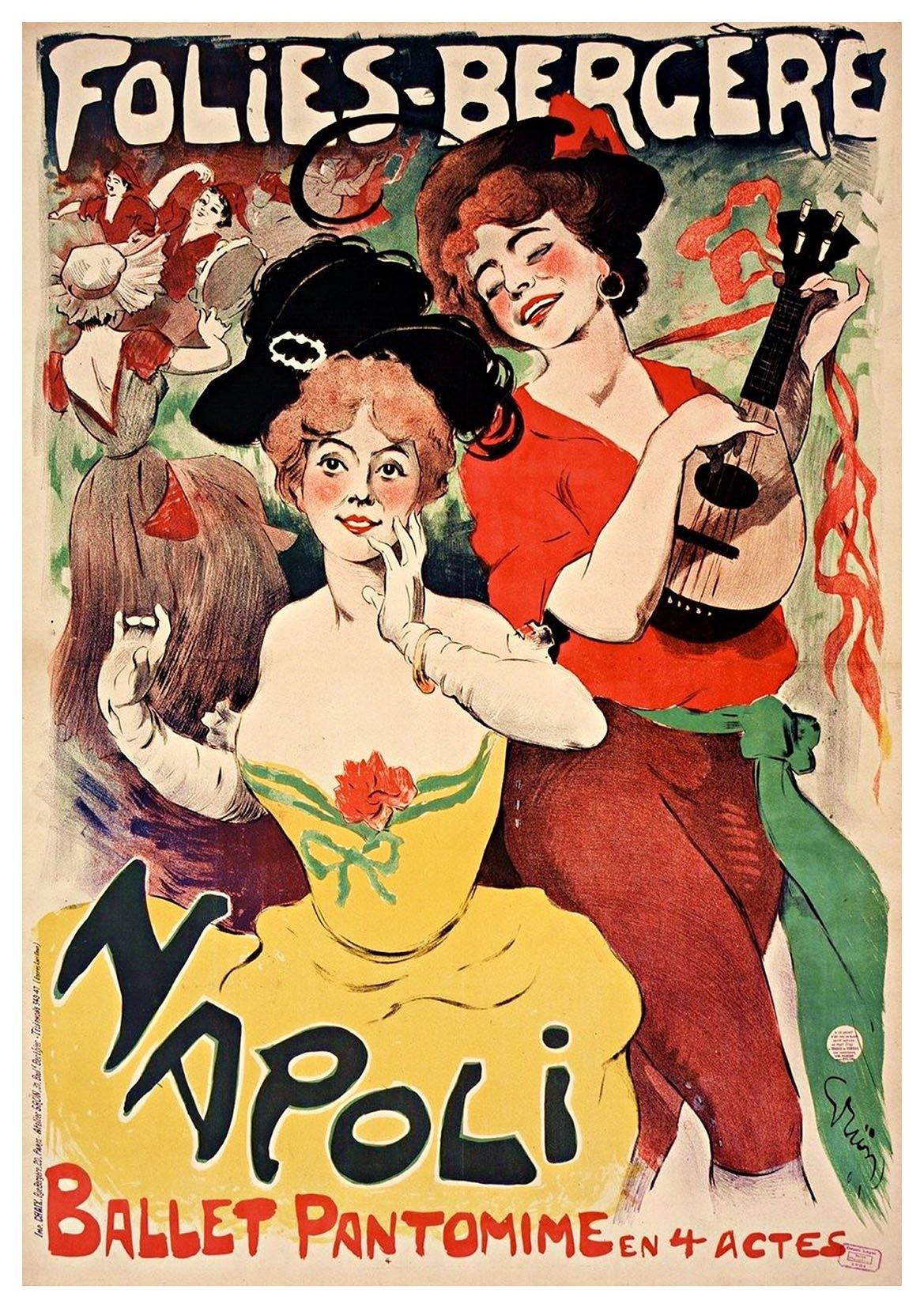 Affiche ancienne - Folies Bergère, La musique de l'avenir par les Bozza Affiche ancienne - Folies Bergère, La musique de l'avenir par les Bozza