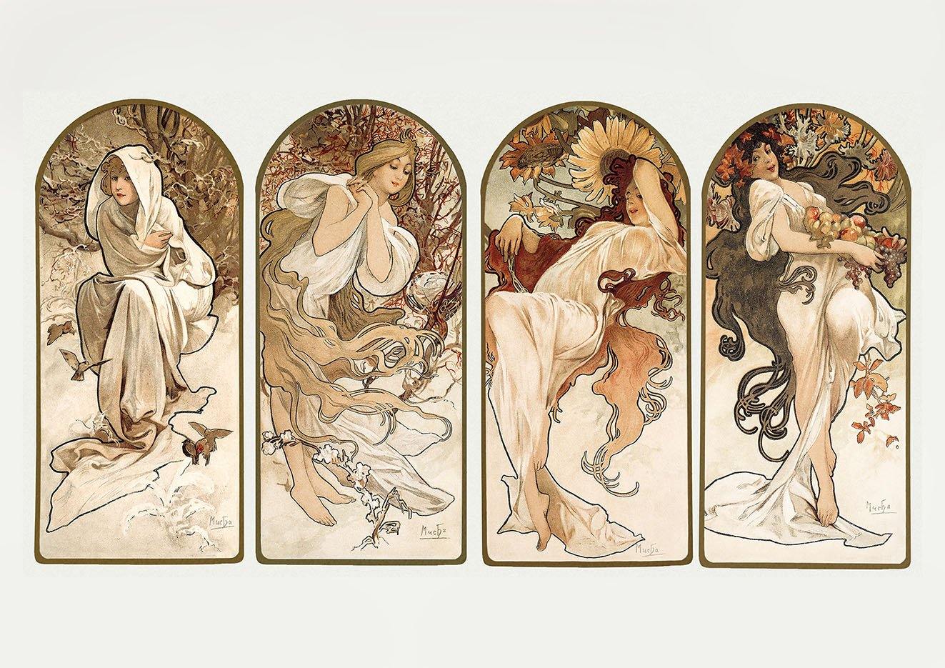 ALPHONSE MUCHA: Four Seasons Art Print - Pimlico Prints