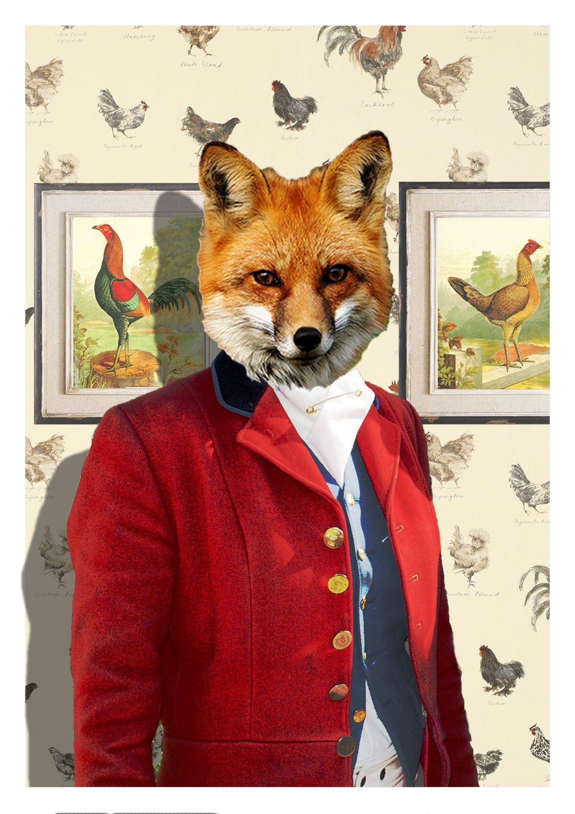 MR FOX: Fun Animal Art Print With Chickens - Pimlico Prints