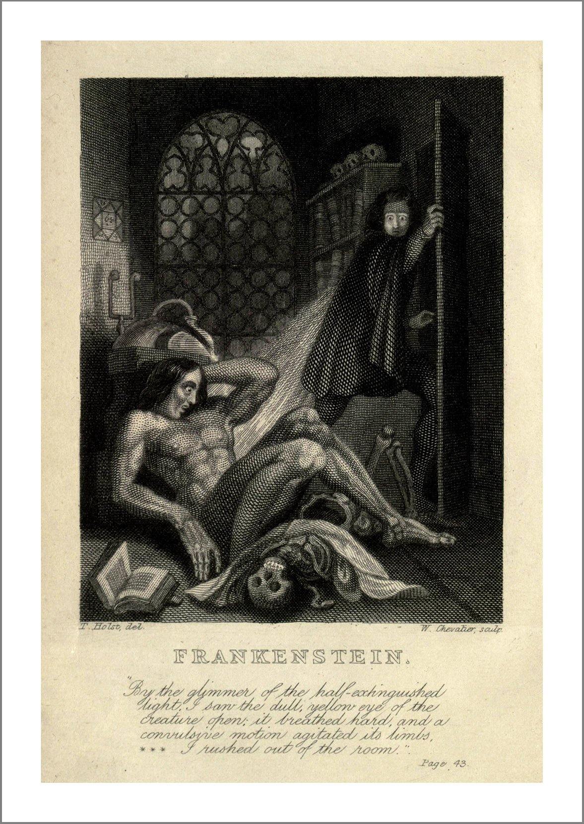 FRANKENSTEIN POSTER: Vintage Book Cover Art Print - Pimlico Prints