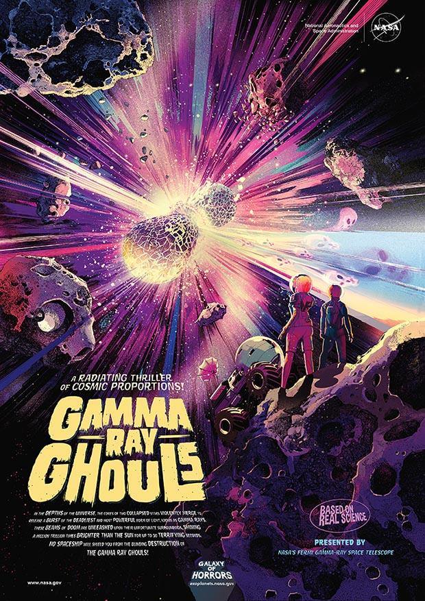 NASA POSTER: Gamma Ray Ghouls, Galaxy of Horrors Space Print - Pimlico Prints