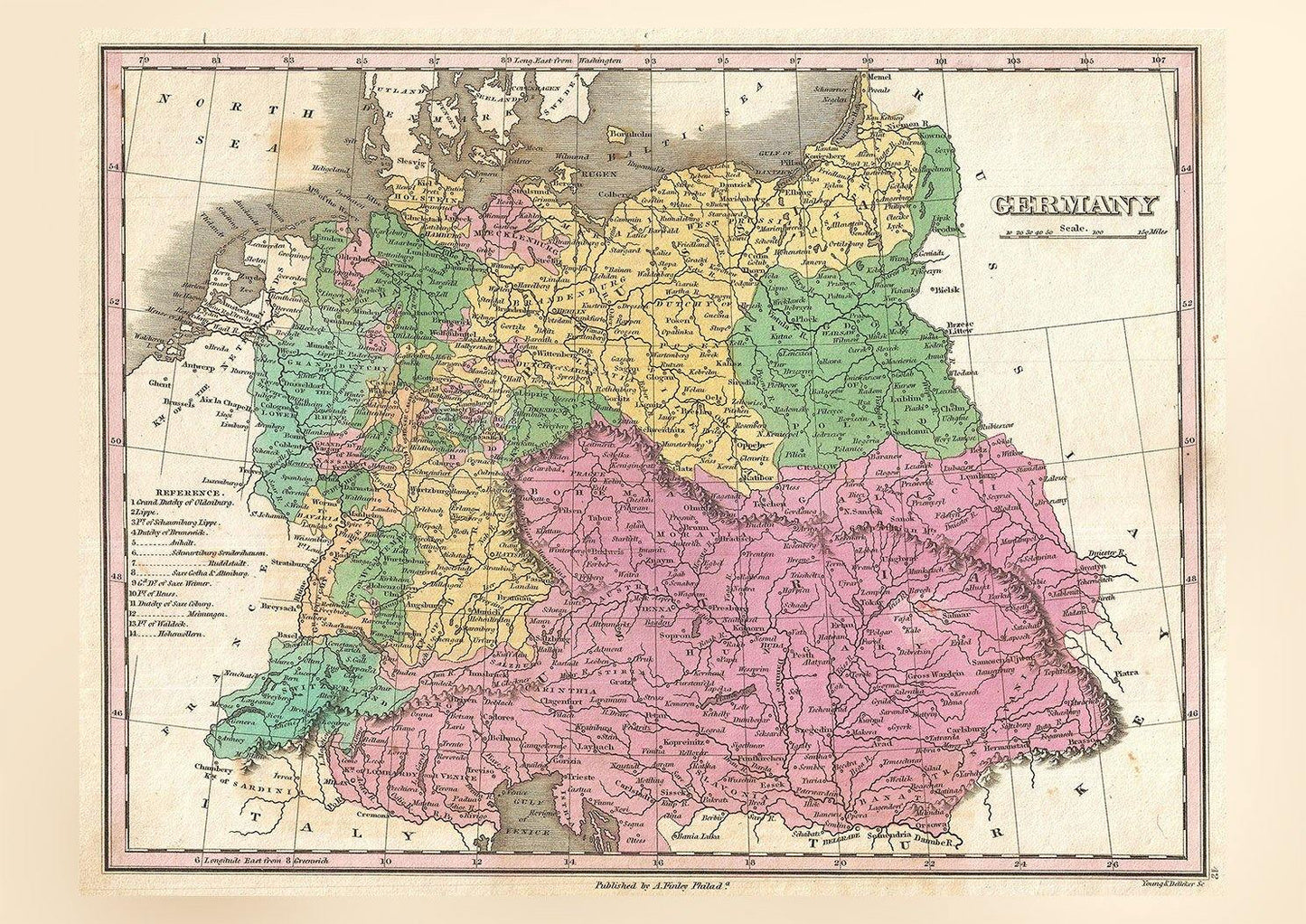 GERMANY MAP: Vintage German Atlas Art Print - Pimlico Prints