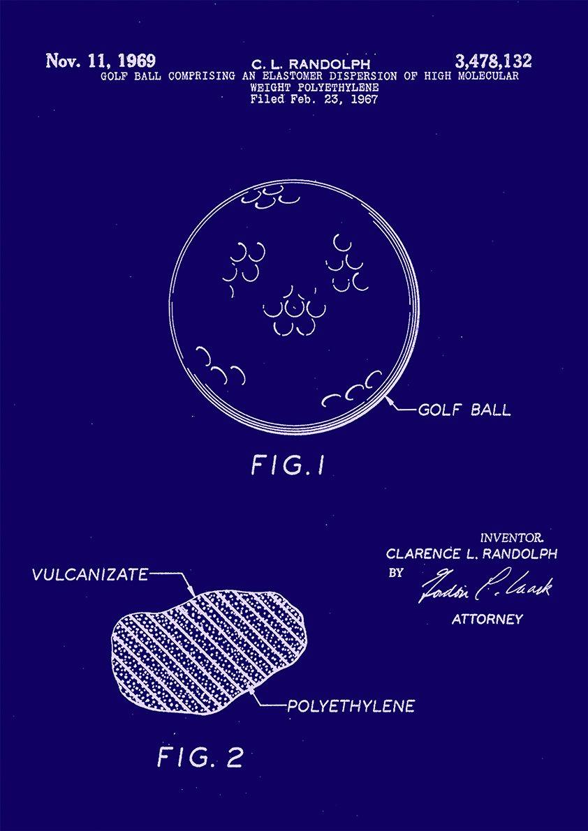 GOLF BALL PATENT: Golfing Design Art Print - Pimlico Prints