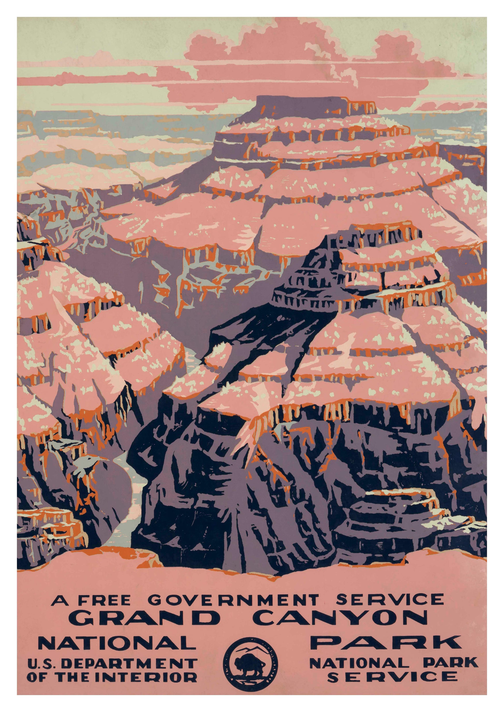 GRAND CANYON PRINT: Vintage National Park Service Travel Poster - Pimlico Prints