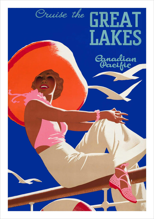GREAT LAKES POSTER: Vintage Canadian Travel Advert - Pimlico Prints