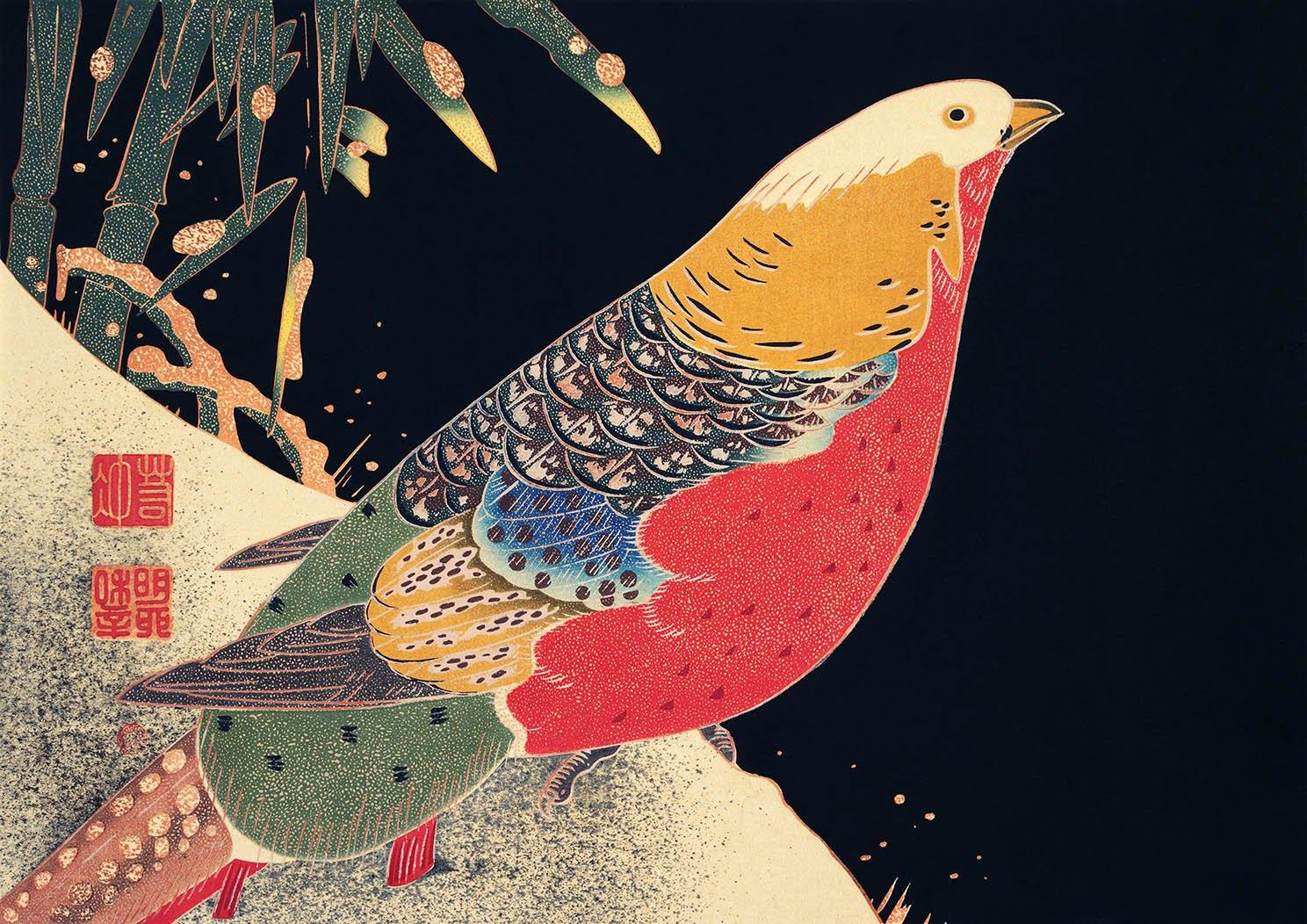 PHEASANT ART PRINT: Vintage Japanese Bird Illustration - Pimlico Prints