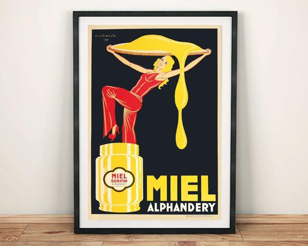 MIEL POSTER: Vintage Honey Advert Art Print - Pimlico Prints