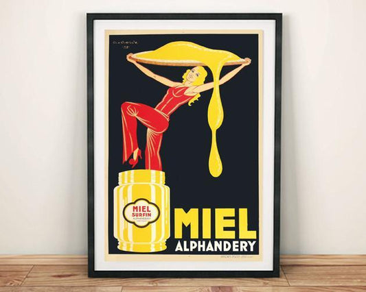 MIEL POSTER: Vintage Honey Advert Art Print - Pimlico Prints