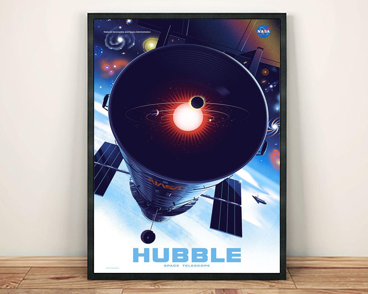 NASA TELESCOPE PRINT: Hubble Space Observatory Art Poster - Pimlico Prints