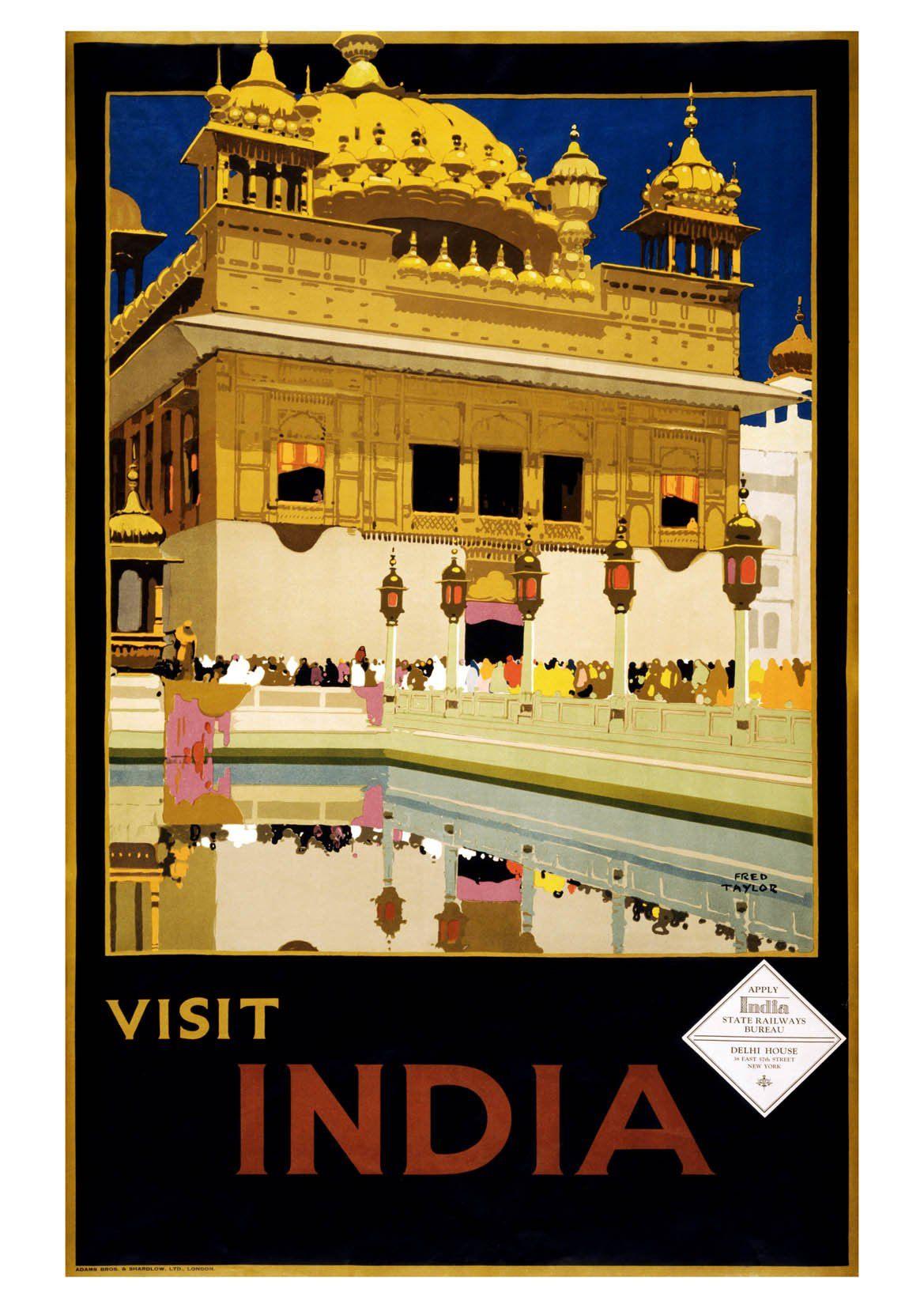 VISIT INDIA POSTER: Vintage Palace Travel Print - Pimlico Prints