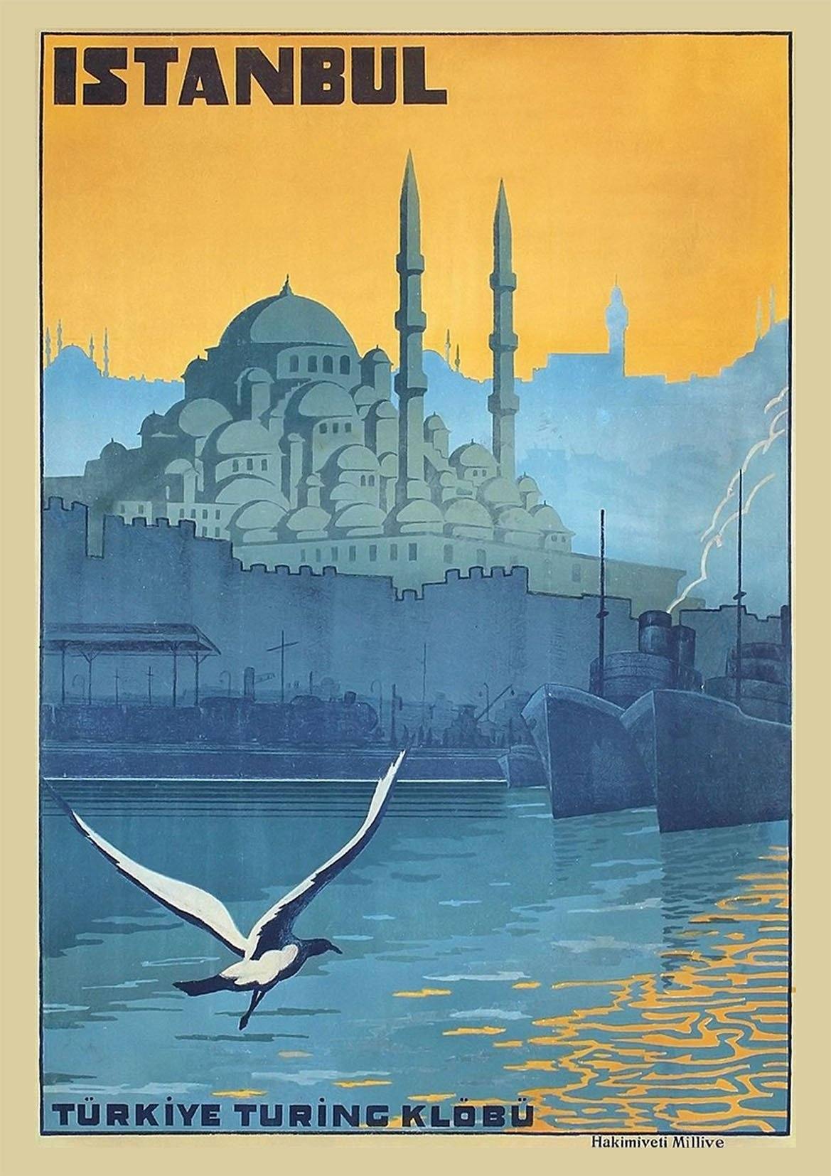 ISTANBUL TRAVEL POSTER: Blue Mosque Vintage Tourism Print - Pimlico Prints