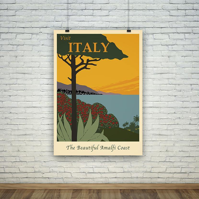 AMALFI TRAVEL POSTER: Visit Italy Beautiful Coast Print - Pimlico Prints