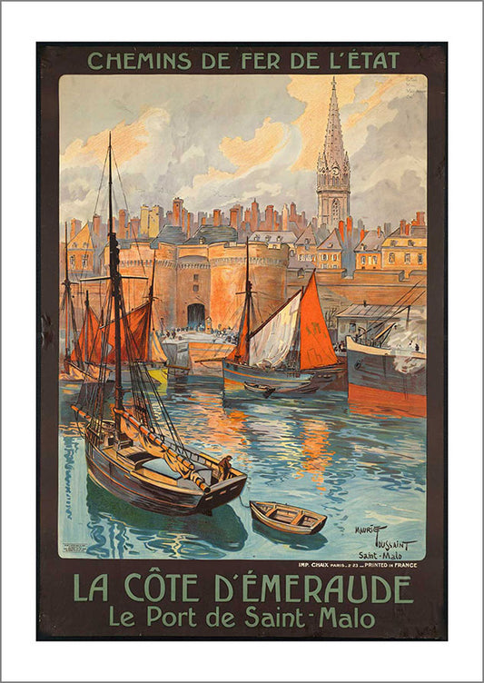 FRANCE TRAVEL POSTER: Vintage Chemins de Fer Saint Malo Print