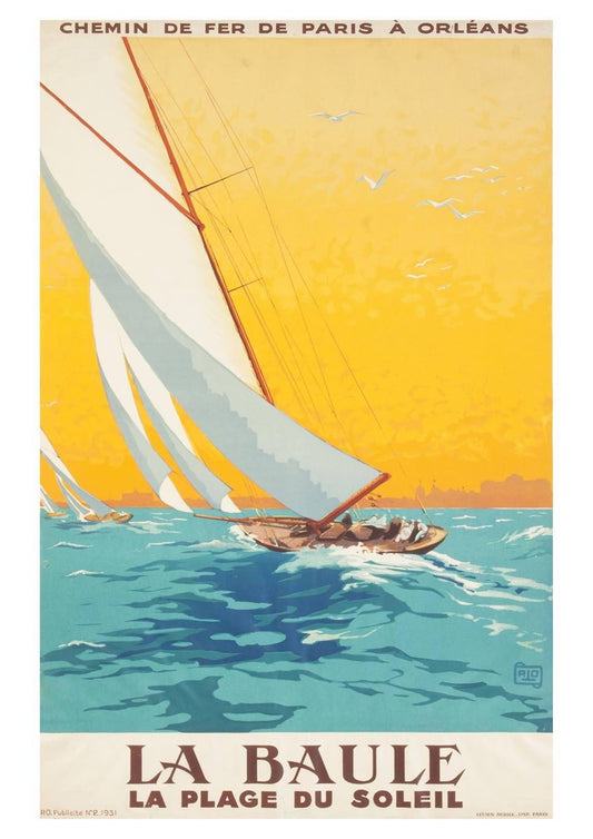 LA BAULE POSTER: La Plage Du Soleil Yacht Print - Pimlico Prints