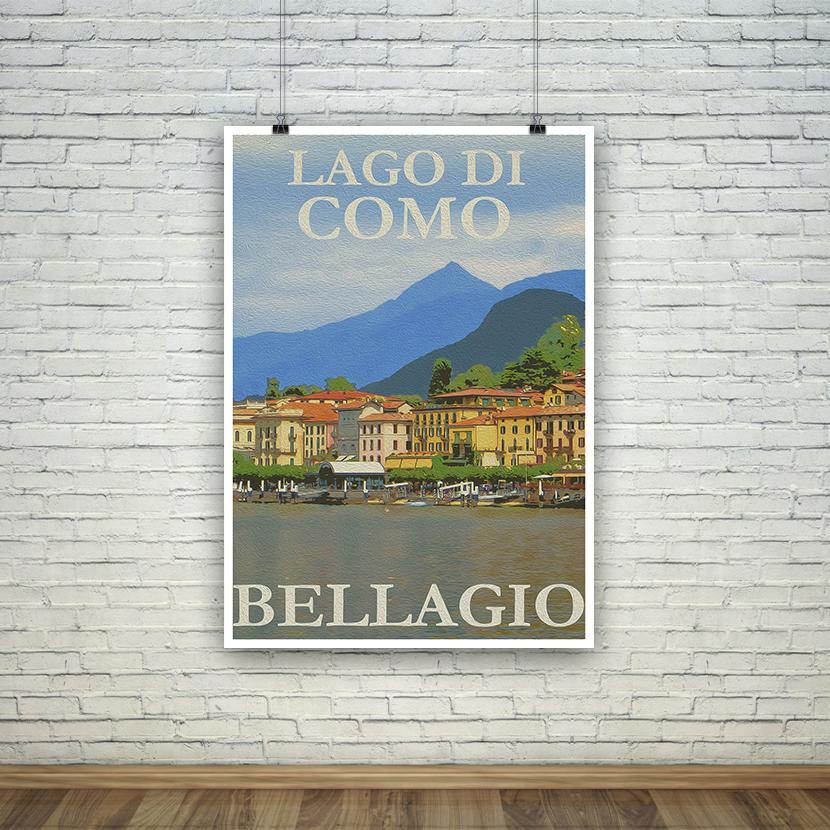 LAGO DI COMO PAINTING: Vintage Belagio Travel Art Print - Pimlico Prints