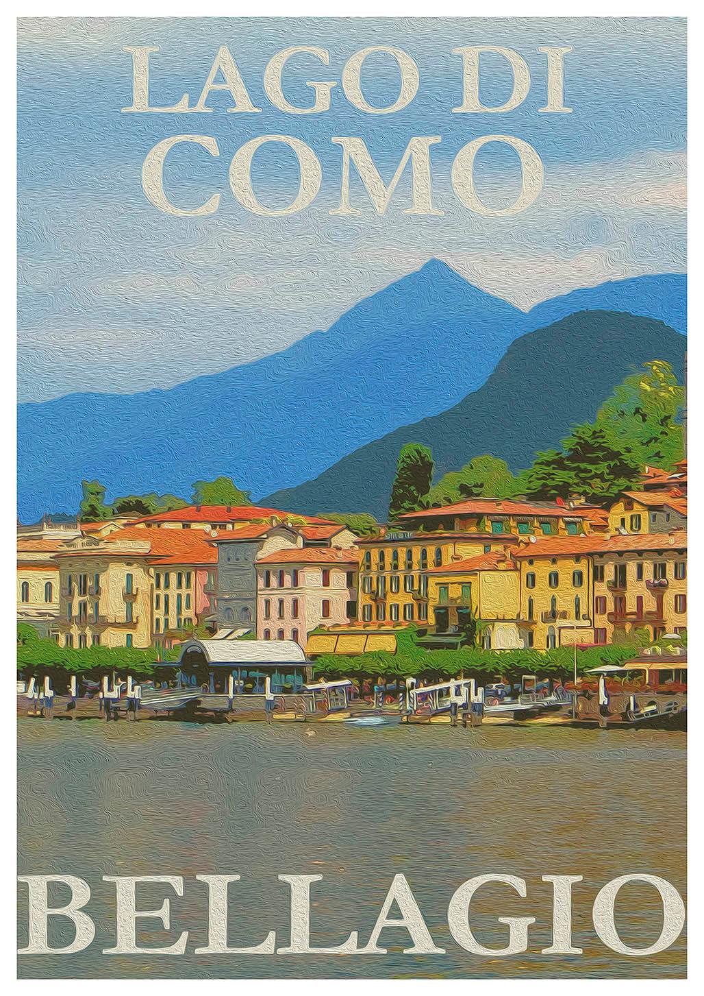 LAGO DI COMO PAINTING: Vintage Belagio Travel Art Print - Pimlico Prints