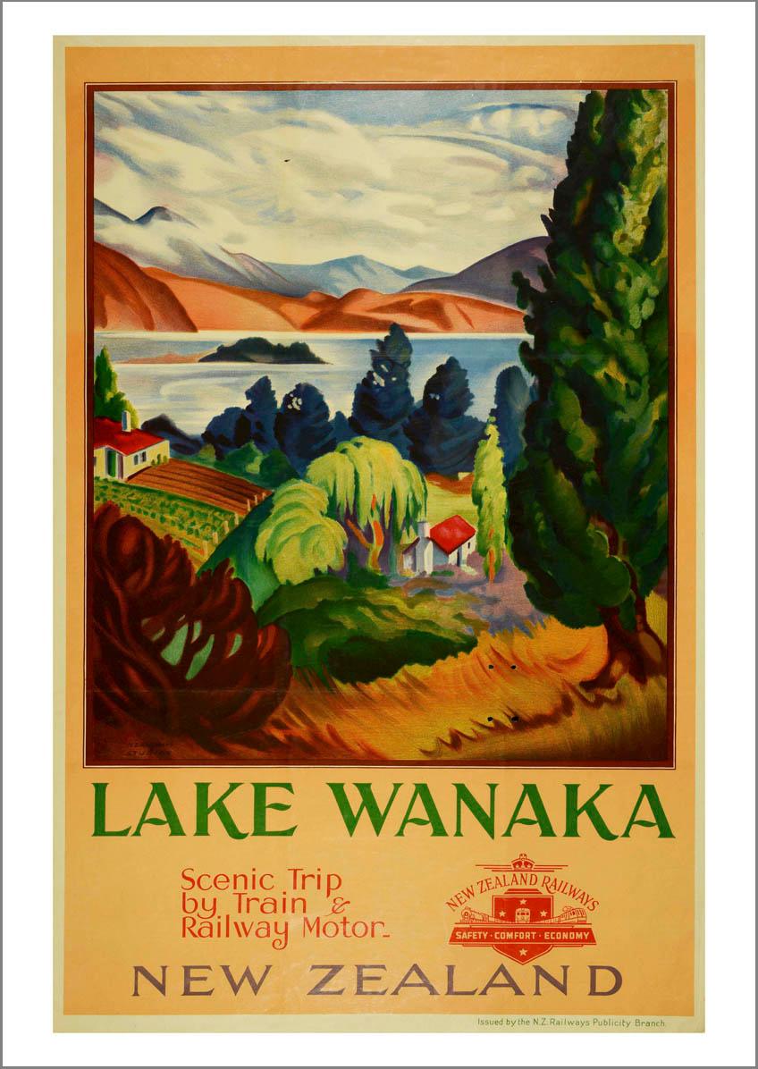 LAKE WANAKA POSTERS: Vintage New Zealand Travel Prints - Pimlico Prints