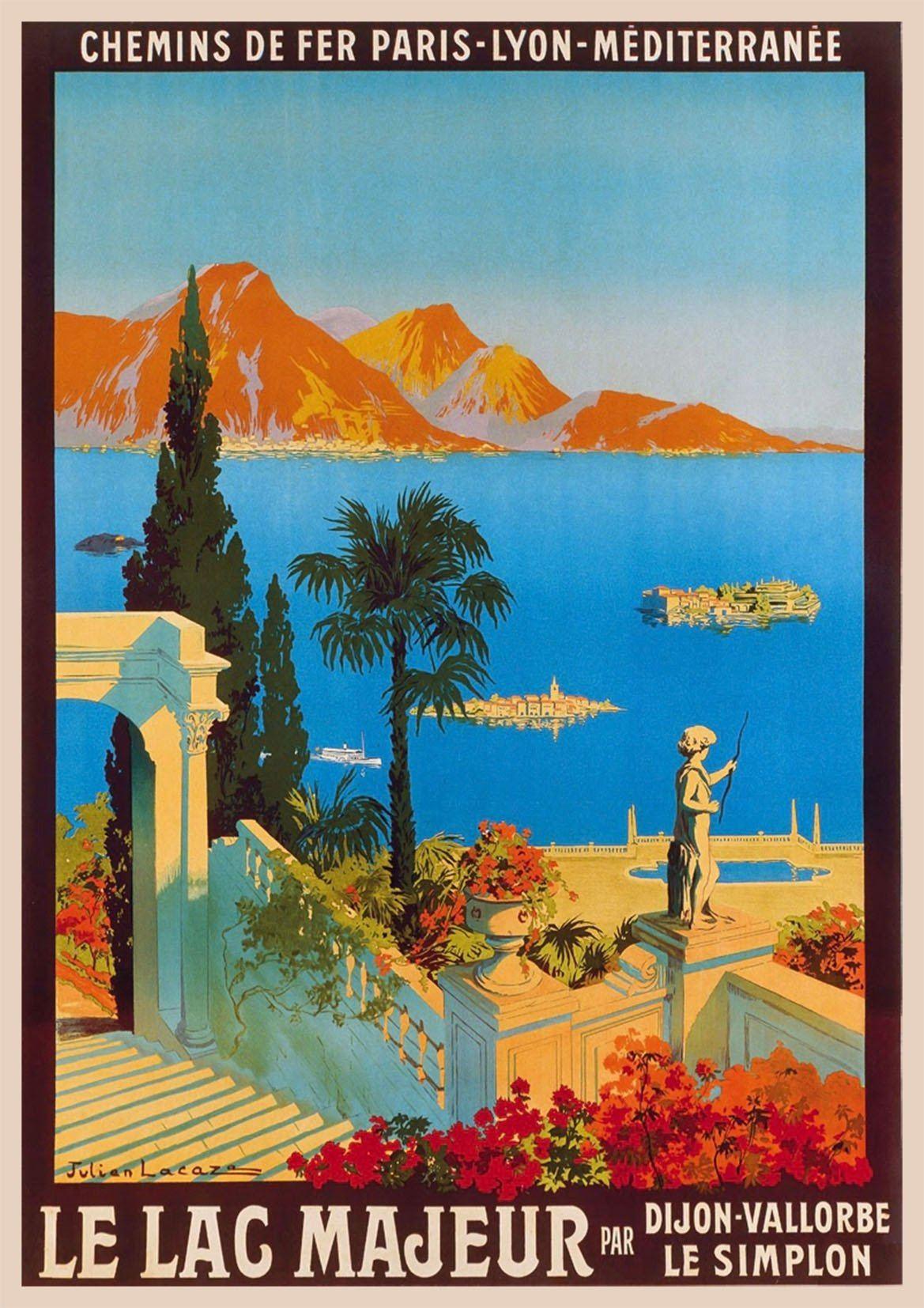 LAC MAJEUR POSTER: Vintage Mediterranean Travel Advert Print - Pimlico Prints