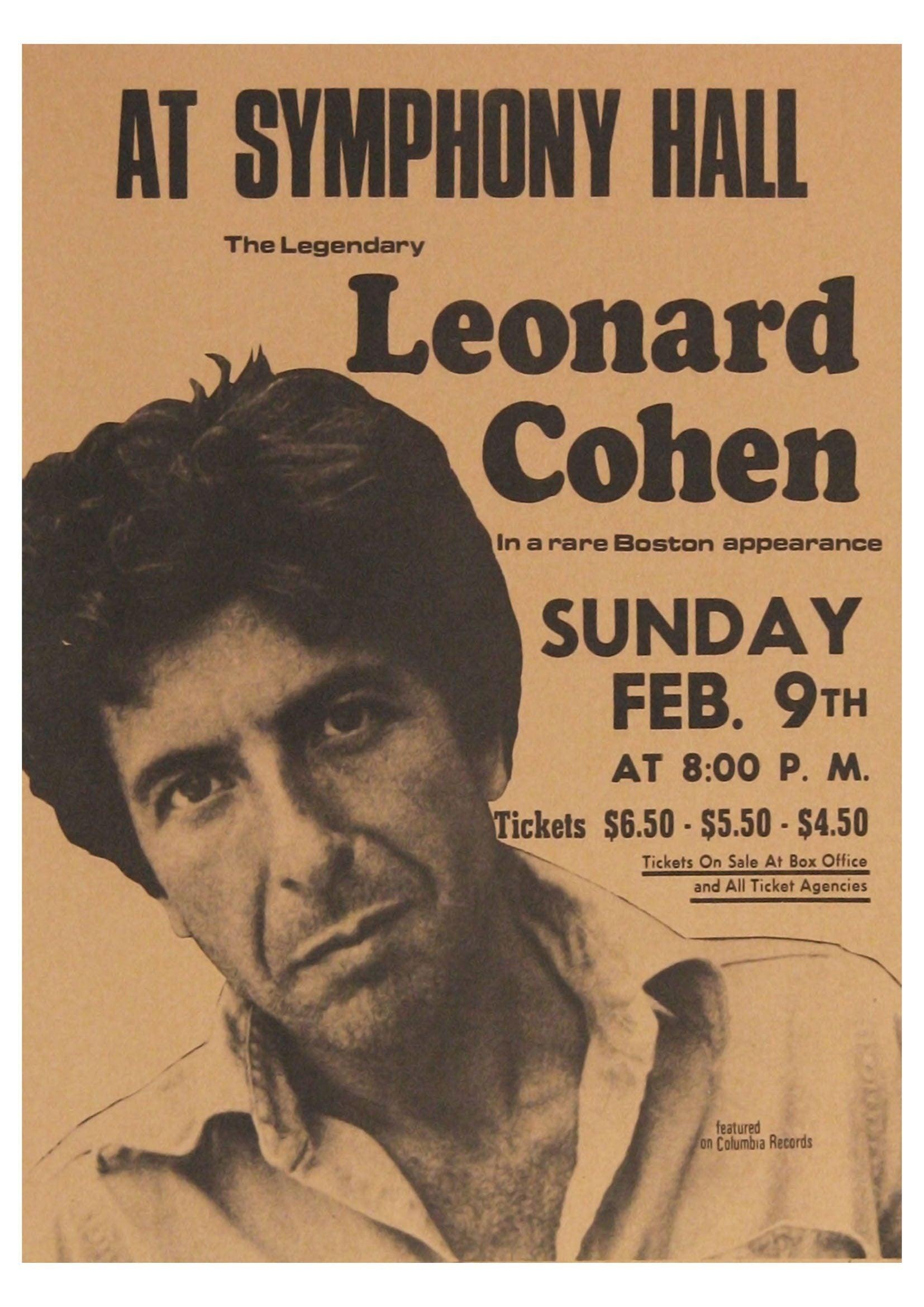 LEONARD COHEN POSTER: Vintage Concert Poster Reproduction Print - Pimlico Prints