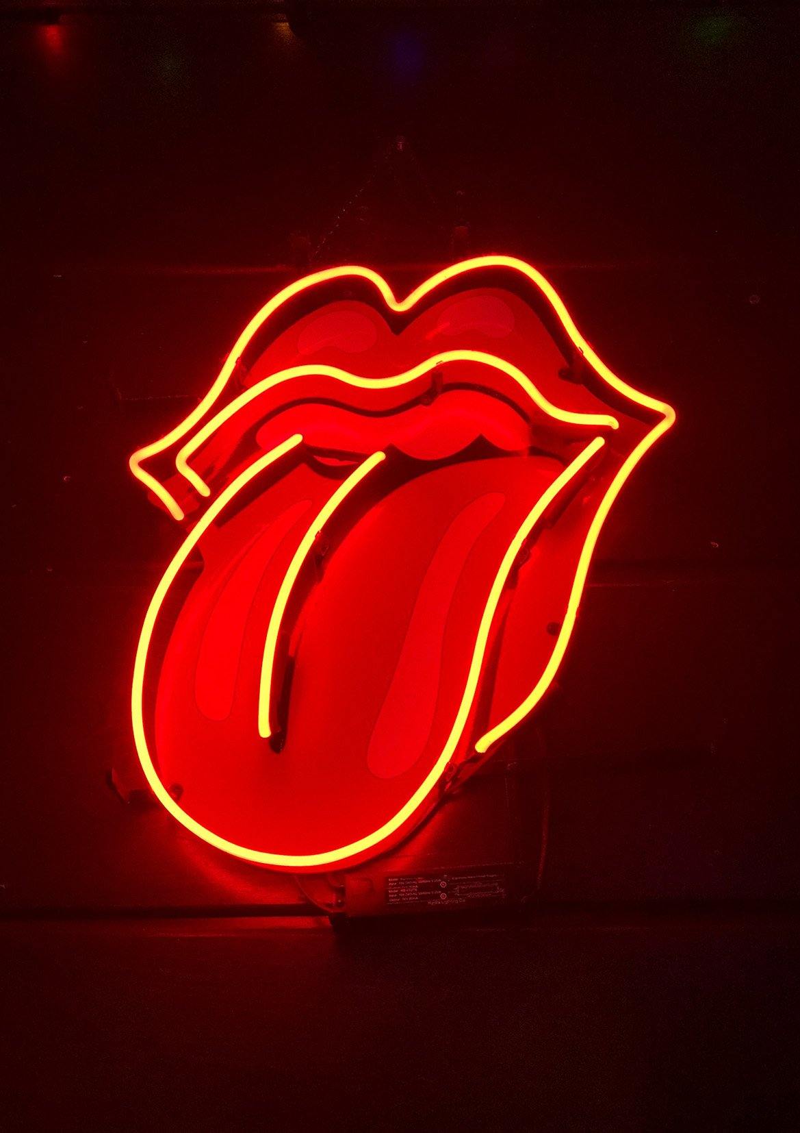 LIPS PRINT: Rolling Stones Tongue Logo Neon Wall Art - Pimlico Prints