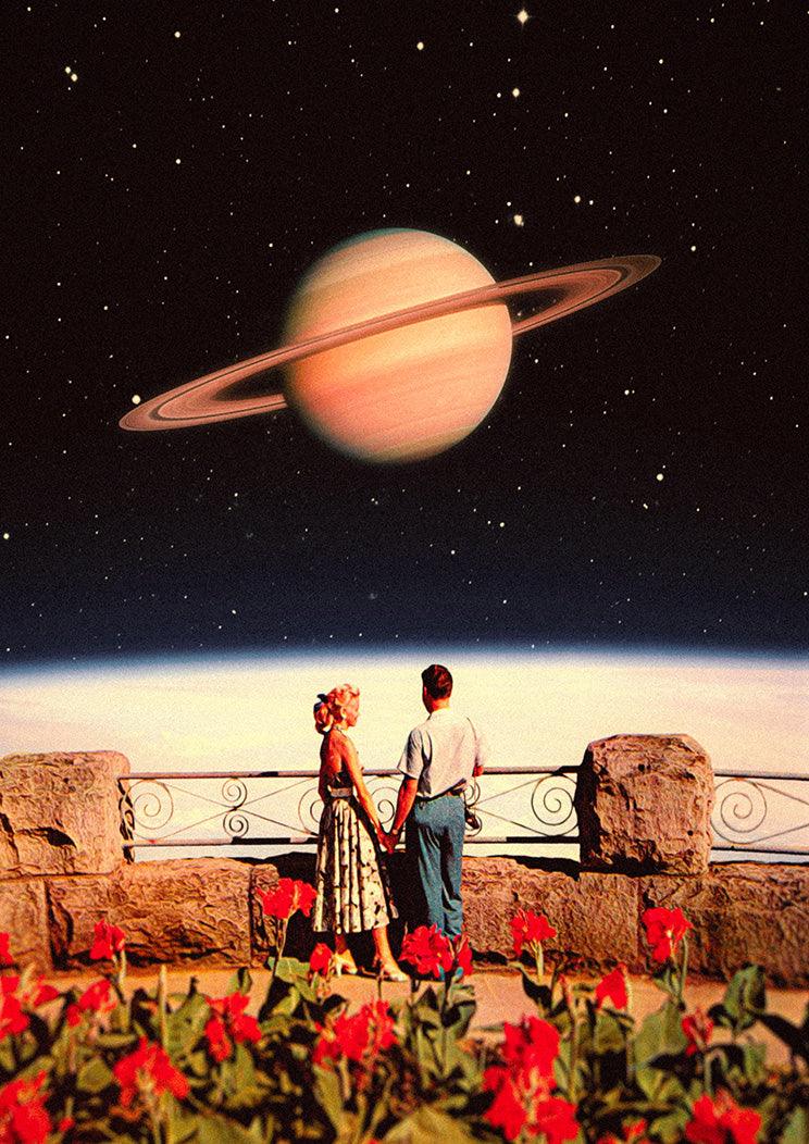 LOVERS IN SPACE: Collage Art Print by Taudalpoi - Pimlico Prints
