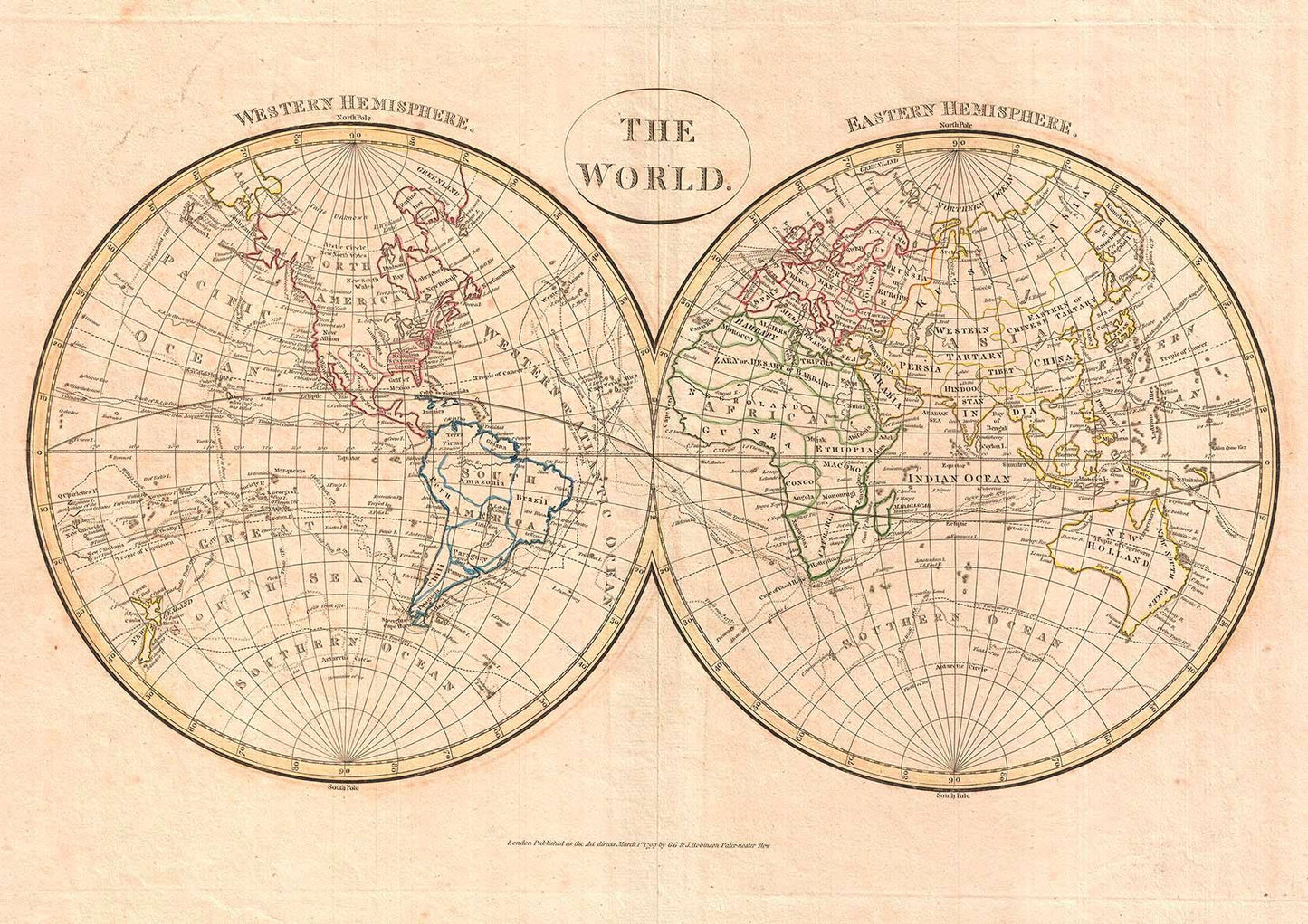 MAP PRINT: Clement Cruttwell Globe Atlas Illustration - Pimlico Prints