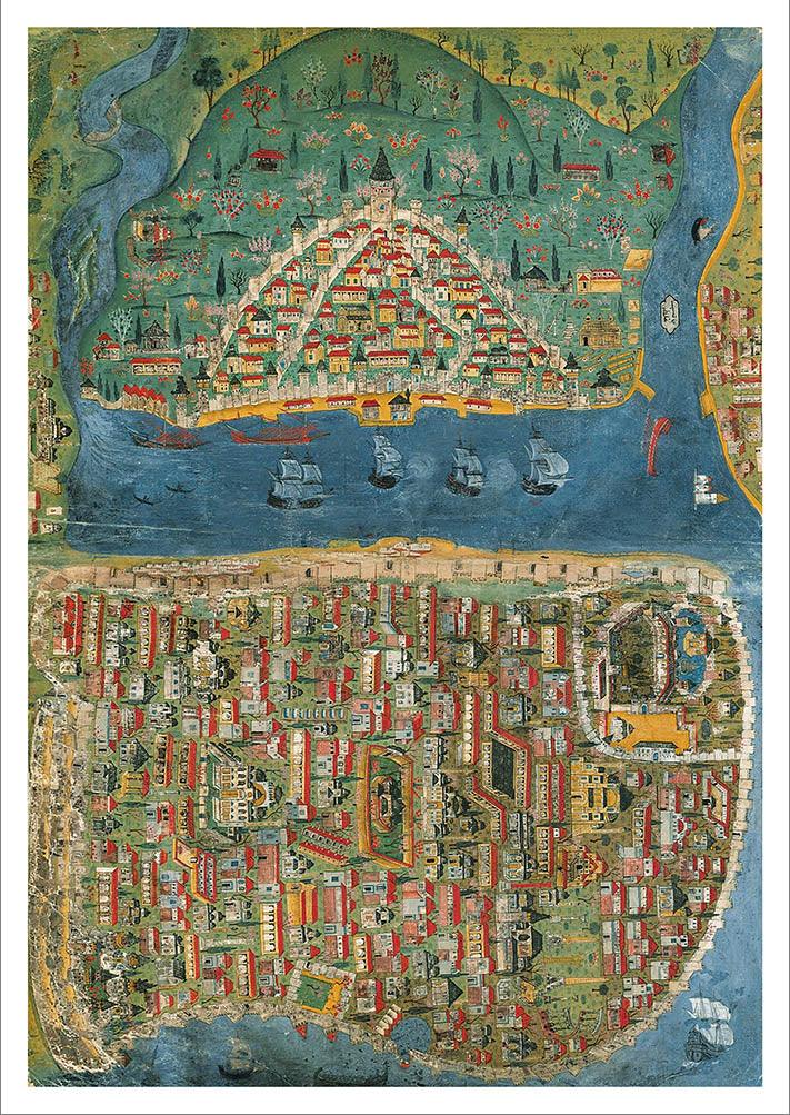 OTTOMAN MAP: Vintage Istanbul, Turkey Reproduction Art Print - Pimlico Prints