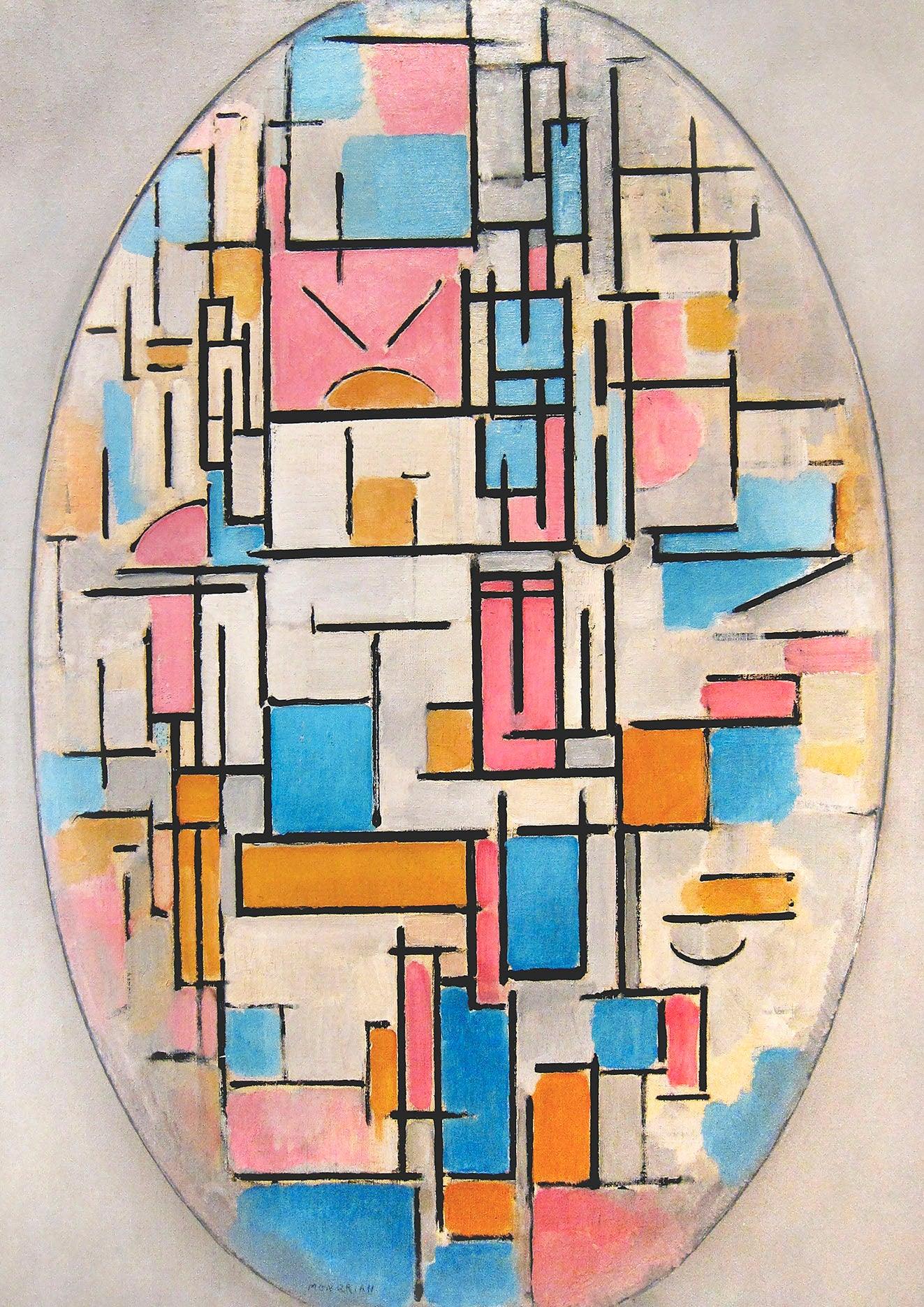 PIET MONDRIAN PRINT: Composition in Oval with Color Planes 1, Fine Art Print - Pimlico Prints