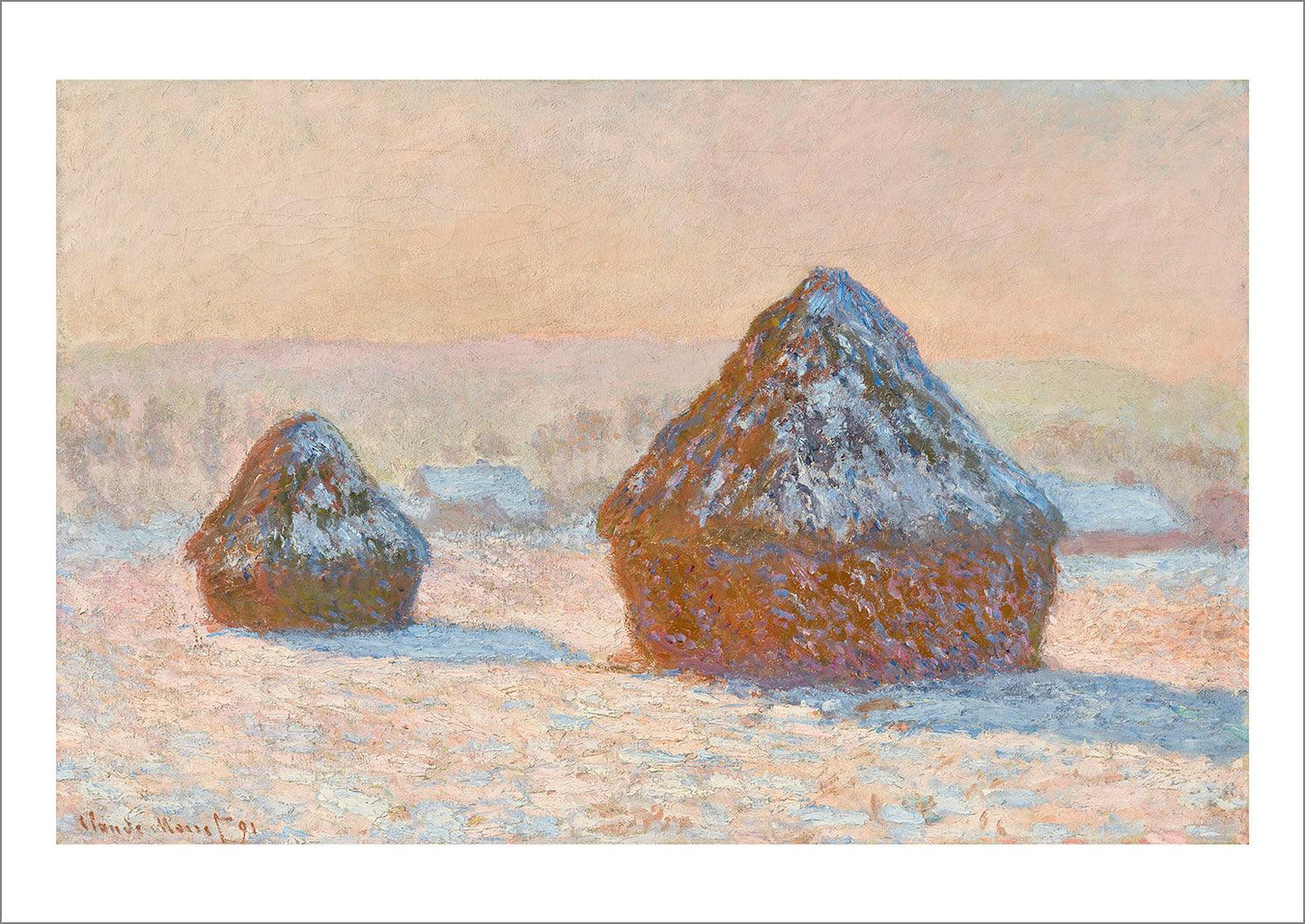 CLAUDE MONET PRINT: Wheatstacks, Snow Effect, Morning, Fine Art Reproduction - Pimlico Prints