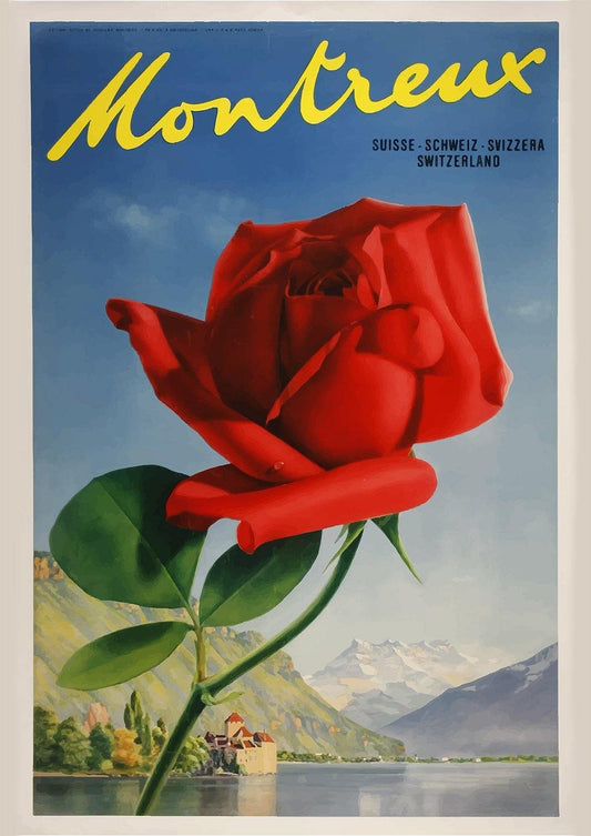 MONTREUX TRAVEL POSTER: Vintage Swiss Advert Print - Pimlico Prints