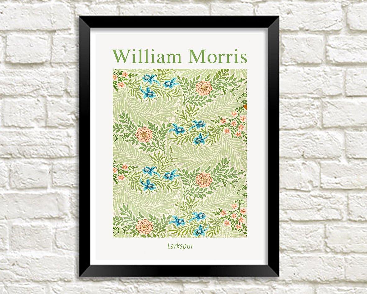WILLIAM MORRIS ART PRINT: Larkspur Pattern Design Artwork - Pimlico Prints