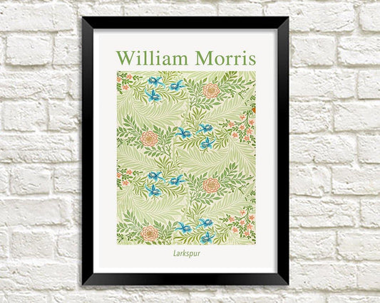 WILLIAM MORRIS ART PRINT: Larkspur Pattern Design Artwork - Pimlico Prints