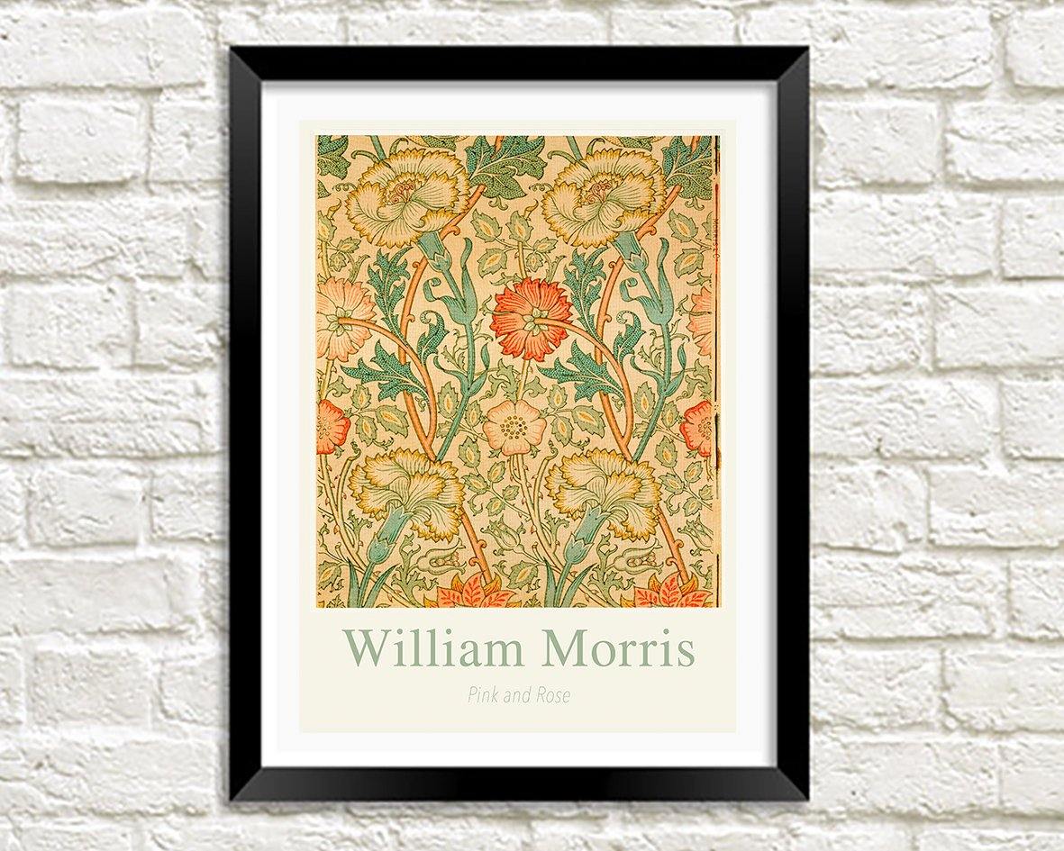 WILLIAM MORRIS ART PRINT: Pink and Rose Pattern Design Artwork - Pimlico Prints