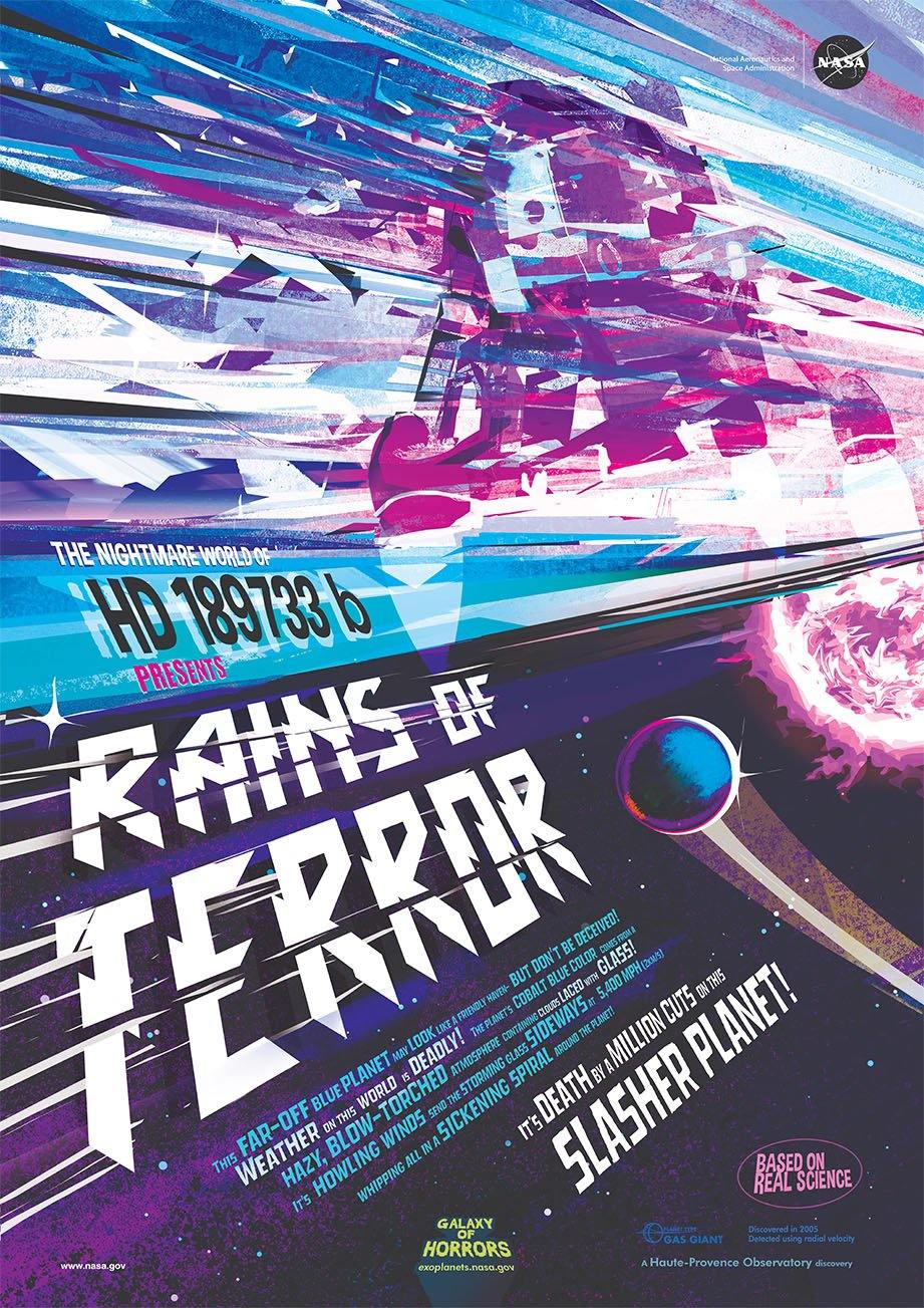NASA POSTER: Rains of Terror HD189733b Galaxy of Horrors Space Print - Pimlico Prints