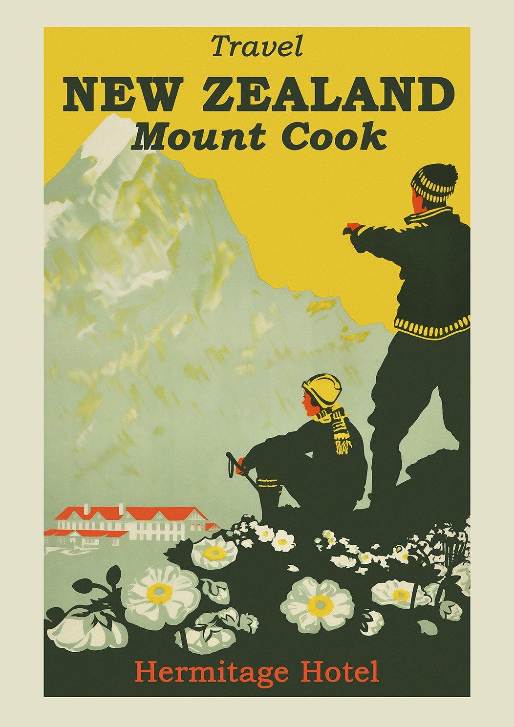 NEW ZEALAND PRINT: Mount Cook Travel Poster - Pimlico Prints