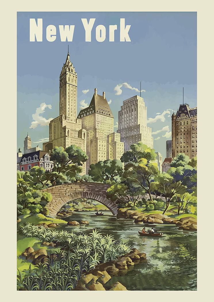 NEW YORK POSTER: Vintage Skyscraper Travel Print - Pimlico Prints