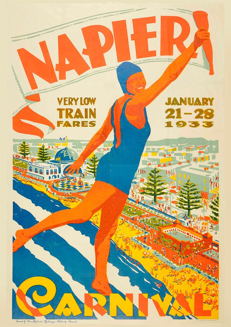 NEW ZEALAND POSTER: Napier Carnival Train Travel Poster - Pimlico Prints