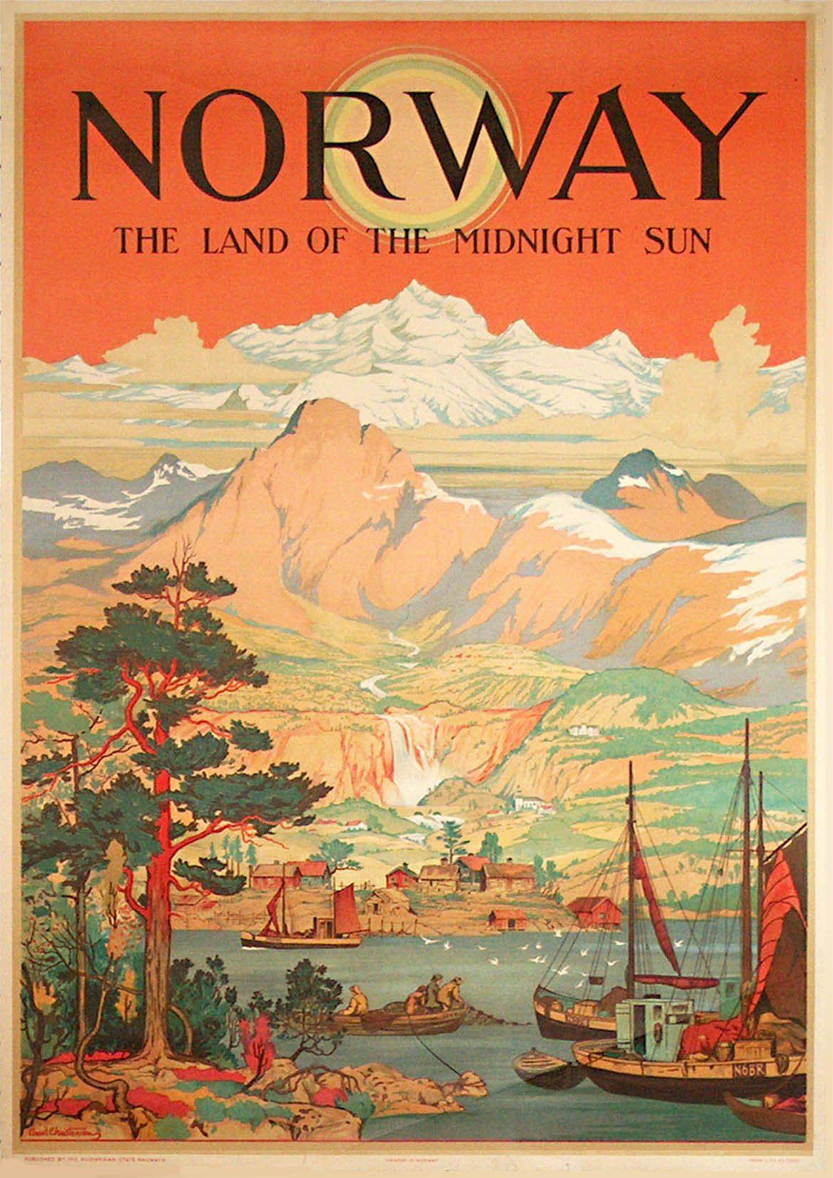NORWEGIAN TOURISM POSTER: Vintage Midnight Sun Travel Advert - Pimlico Prints