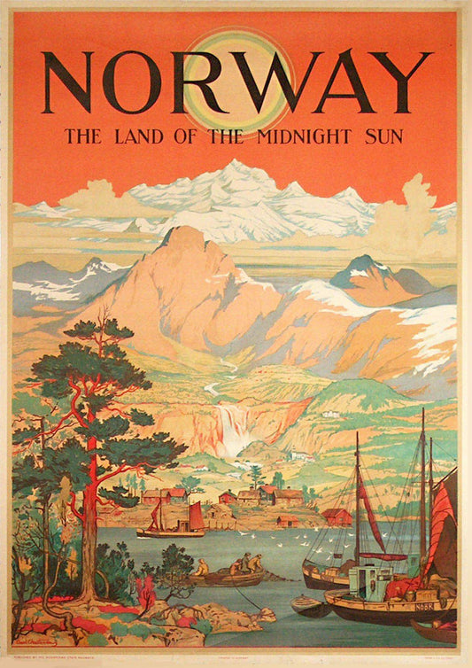 NORWEGIAN TOURISM POSTER: Vintage Midnight Sun Travel Advert - Pimlico Prints