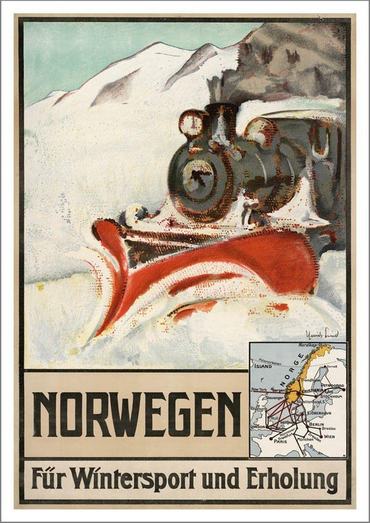 NORWEGEN TRAVEL POSTER: Vintage Norway Winter Print - Pimlico Prints