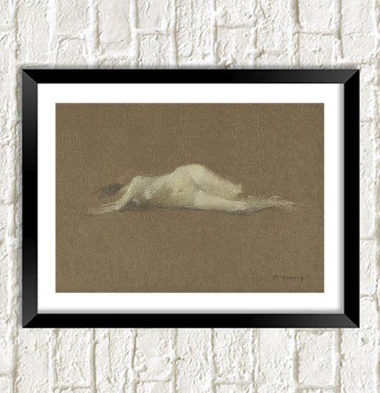 NUDE ART PRINT: Woman on Her Side by Thomas Dewing - Pimlico Prints