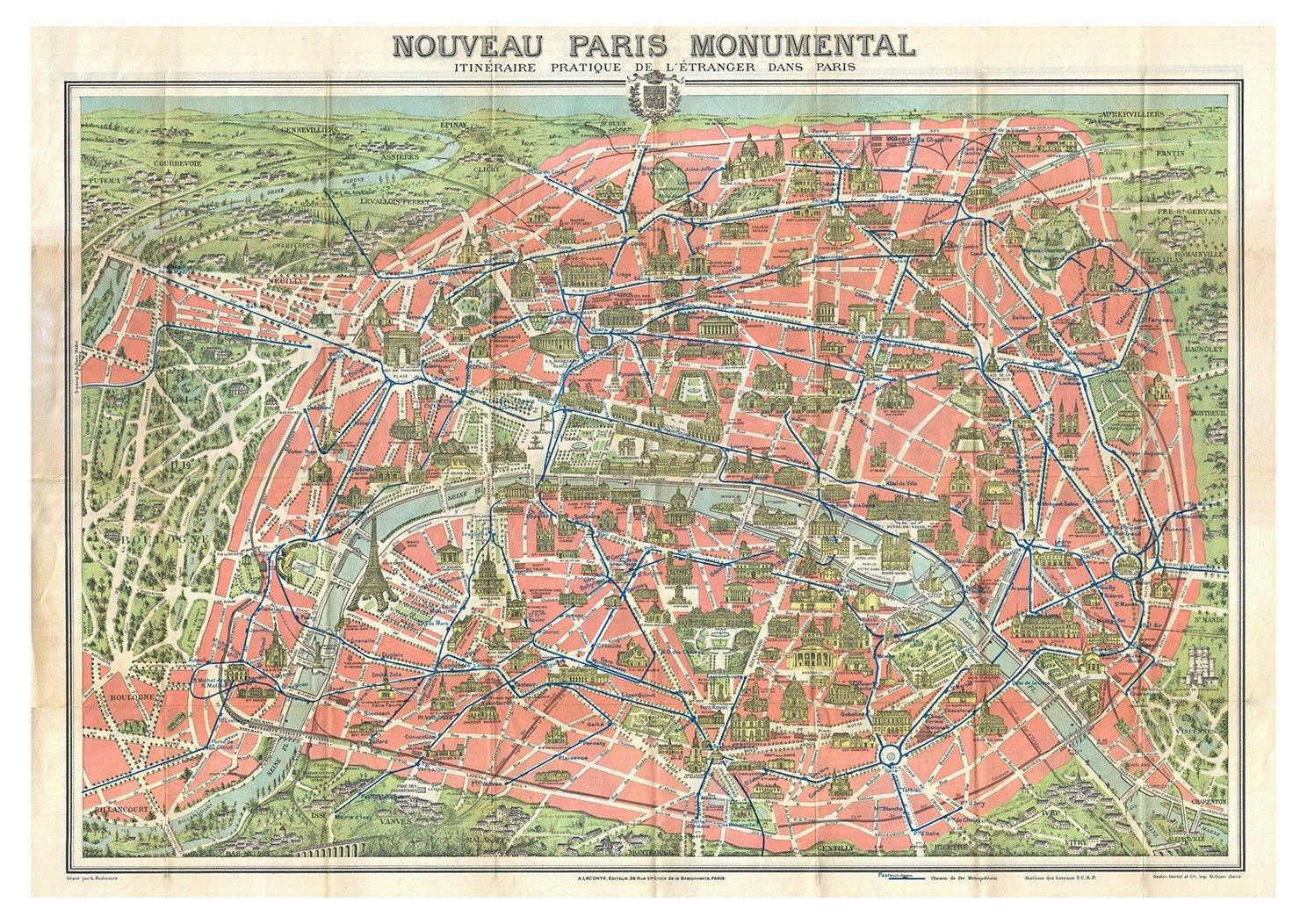 PARIS MAP: Vintage French Map Print - Pimlico Prints
