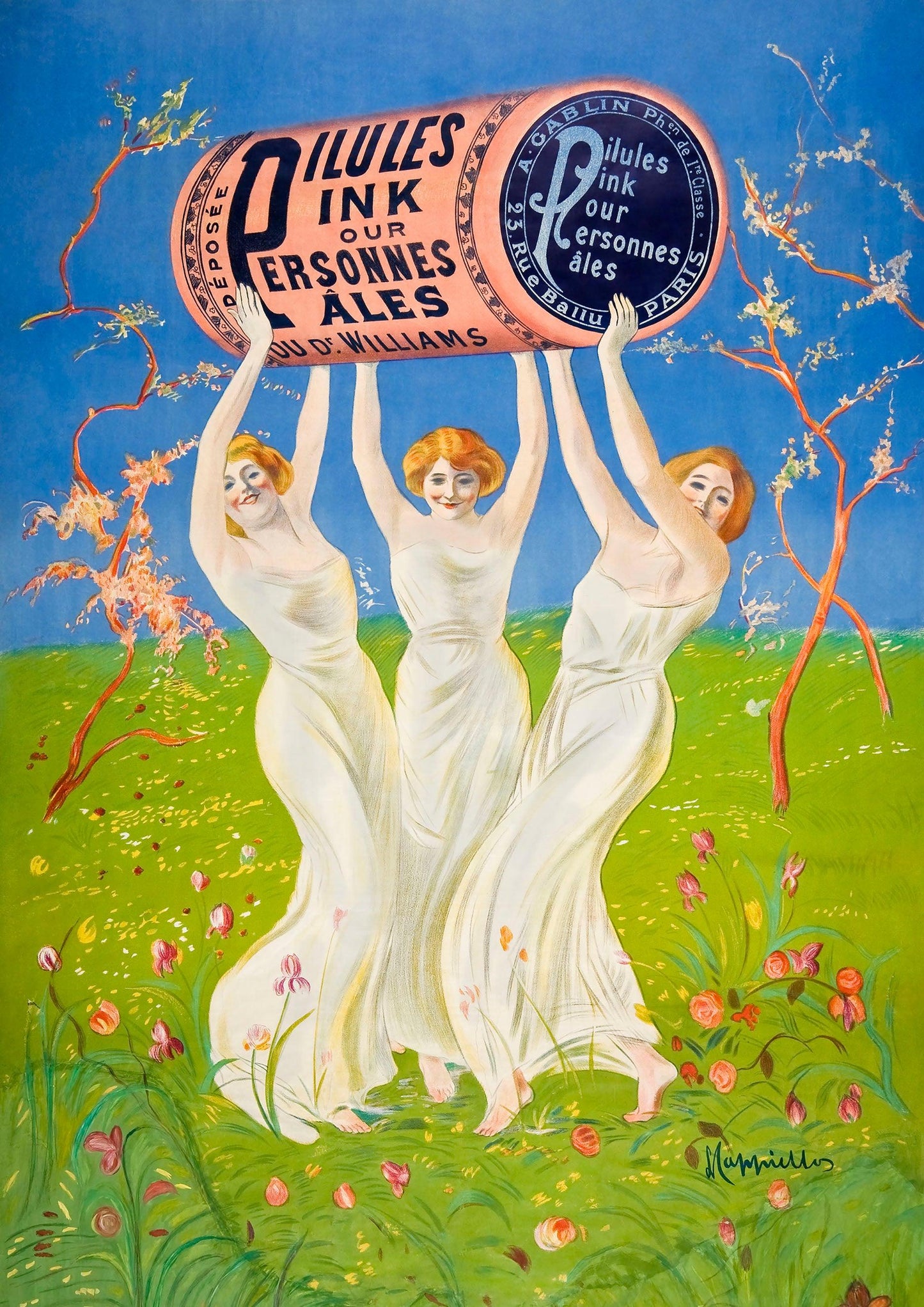 PINK PILLS POSTER: Vintage French Vitamin Advert Art Print - Pimlico Prints