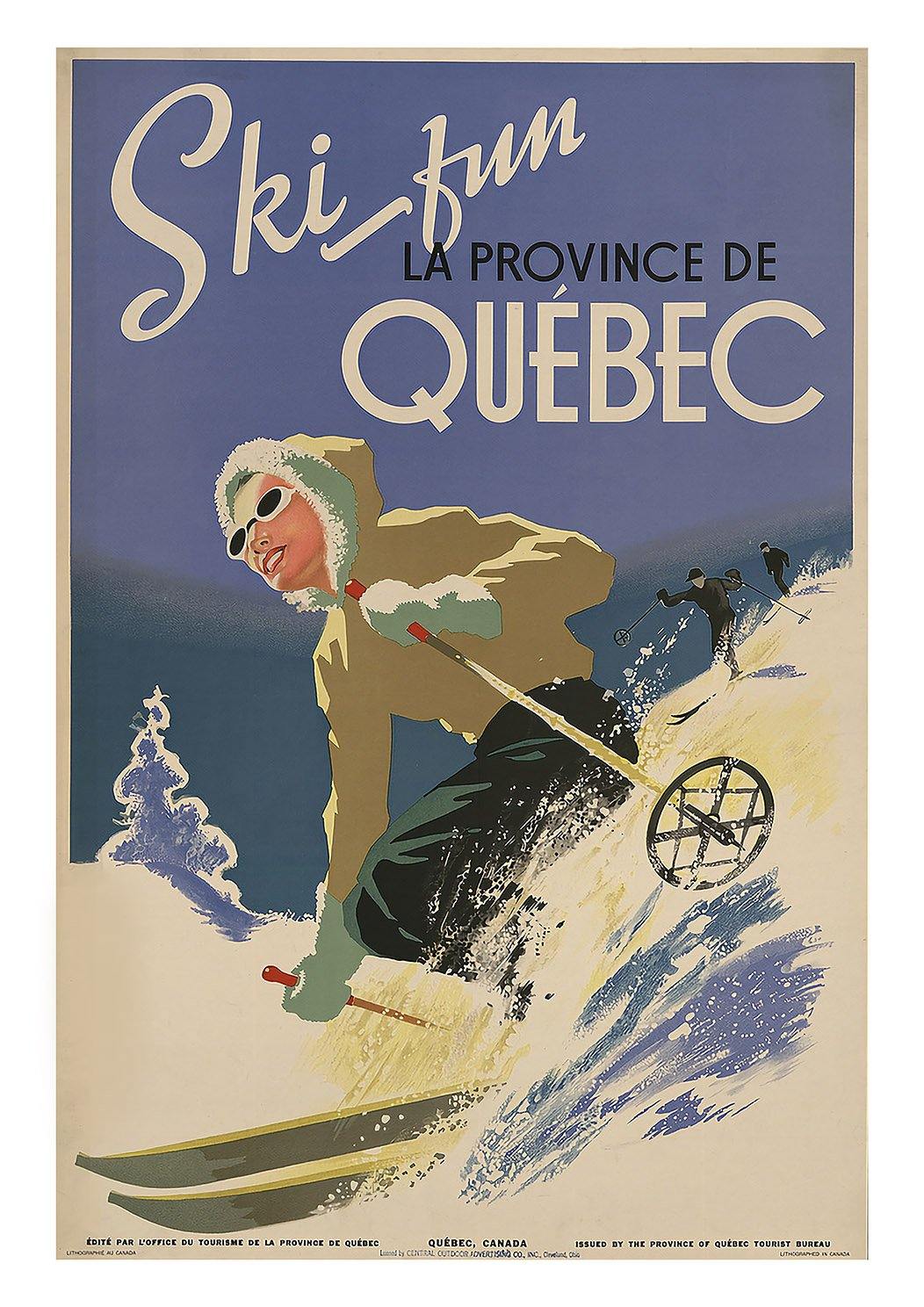QUEBEC TRAVEL POSTER: Vintage Ski Tourism Print - Pimlico Prints