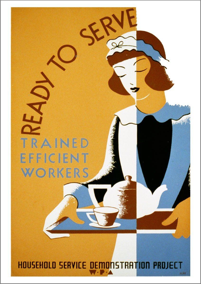 READY TO SERVE POSTER: Vintage Maid Advert Print - Pimlico Prints