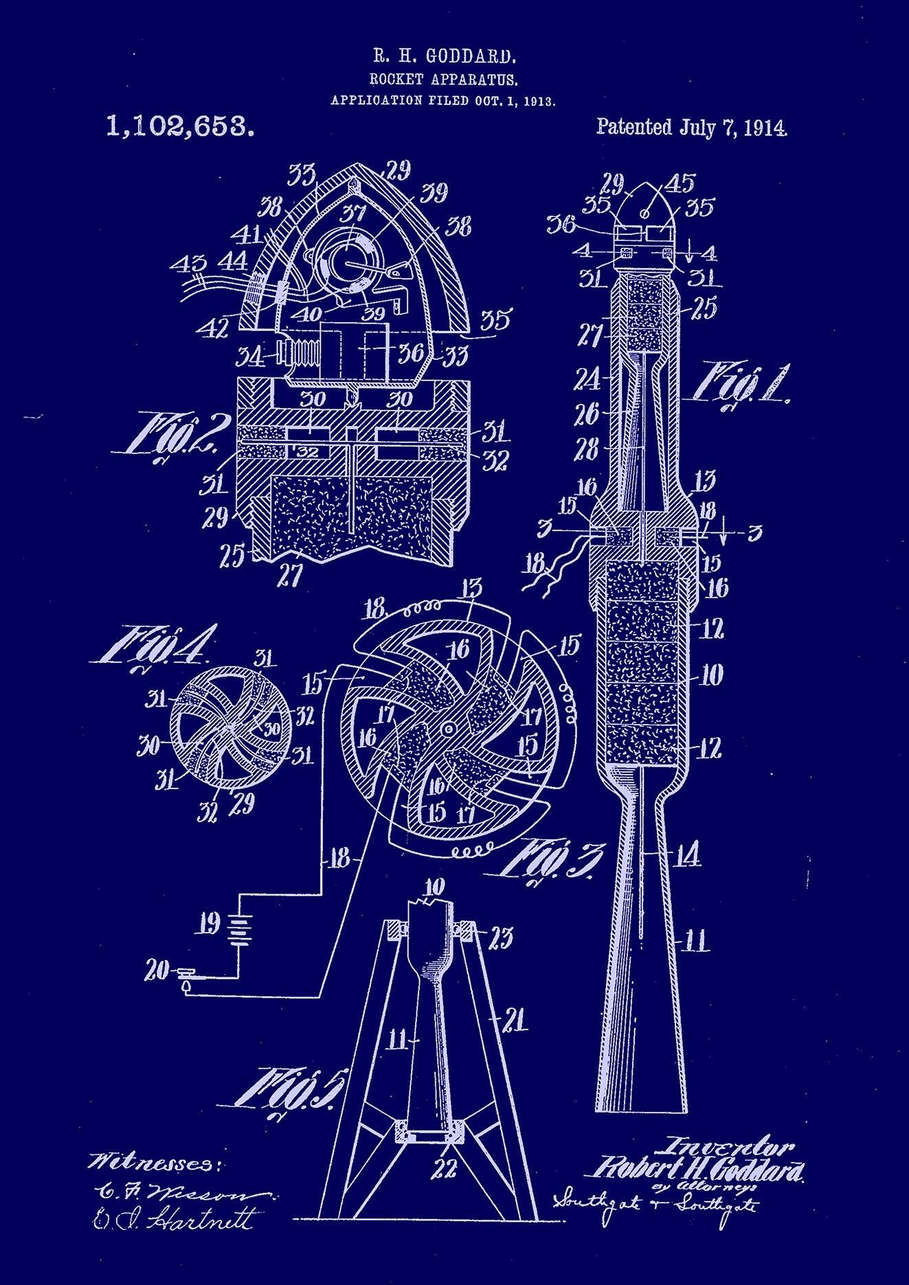 ROCKET PRINT: Vintage Science Blueprint Artwork - Pimlico Prints